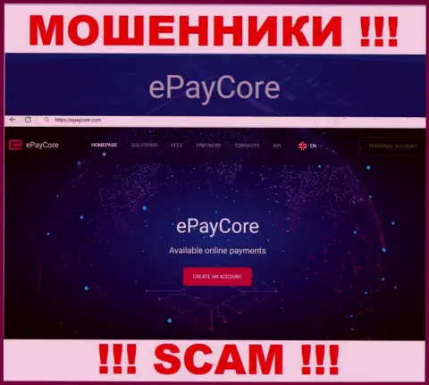 E Pay Core через свой сайт отлавливает доверчивых людей в свои капканы