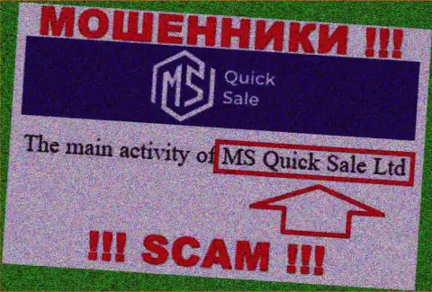На официальном сервисе MSQuickSale Com отмечено, что юр лицо организации - МС Квик Сейл Лтд
