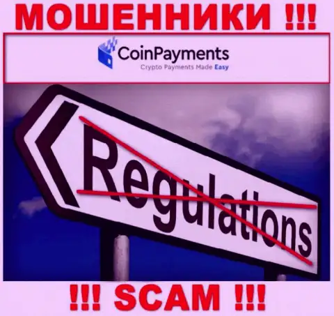 Деятельность CoinPayments не контролируется ни одним регулирующим органом - это МОШЕННИКИ !!!