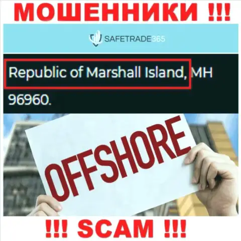 Marshall Island - офшорное место регистрации разводил Safe Trade 365, опубликованное на их сайте