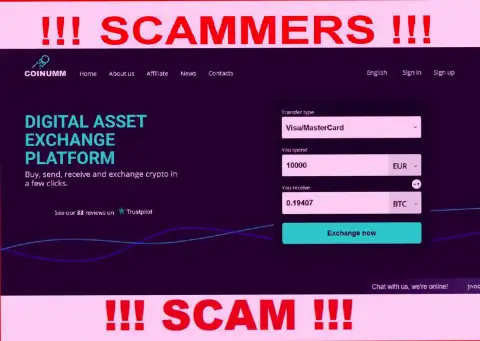 Coinumm Com scammers home page