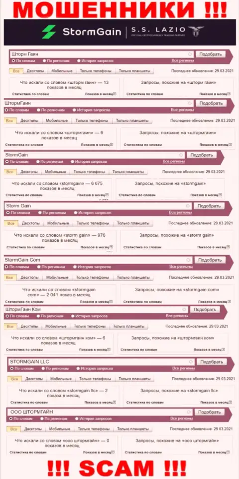 Статистика поисковых запросов по бренду ООО ШТОРМГАЙН