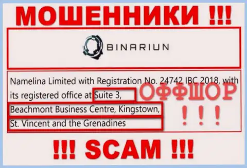 Работать совместно с Binariun Net не советуем - их офшорный официальный адрес - Suite 3, Beachmont Business Centre, Kingstown, St. Vincent and the Grenadines (информация позаимствована сервиса)