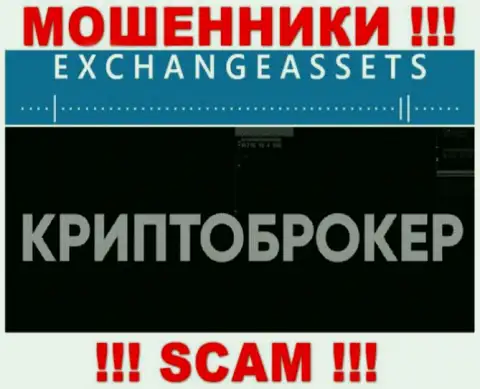 Сфера деятельности мошенников Exchange-Assets Com - это Криптоторговля, однако знайте это кидалово !!!