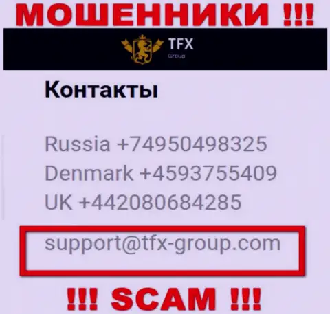 В разделе контакты, на официальном сайте мошенников TFXGroup , найден данный адрес электронной почты