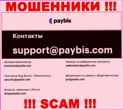 На онлайн-ресурсе организации PayBis указана почта, писать сообщения на которую весьма рискованно