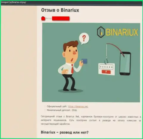 Binariux Net - это internet мошенники, которых надо обходить десятой дорогой (обзор неправомерных деяний)