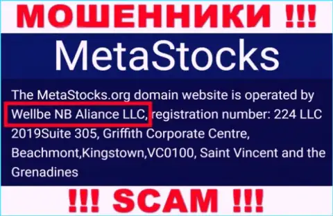 Юридическое лицо организации Meta Stocks - это Wellbe NB Aliance LLC, информация позаимствована с официального информационного ресурса