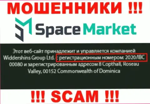 Регистрационный номер, который присвоен организации Space Market - 2020/IBC 00080