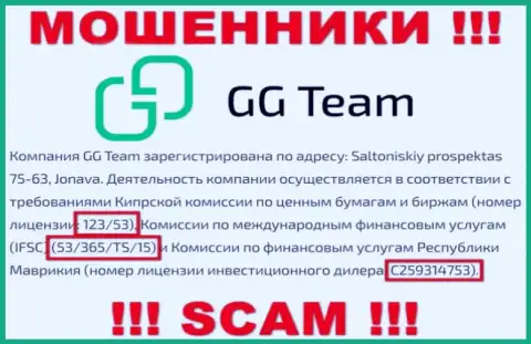 Слишком опасно доверять организации GG Team, хотя на веб-сайте и предоставлен ее номер лицензии