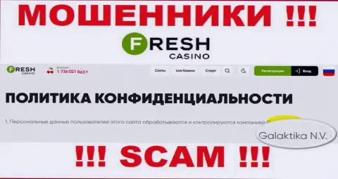 Юридическое лицо internet-разводил Fresh Casino - это GALAKTIKA N.V