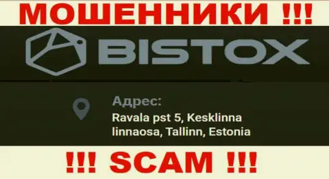 Избегайте работы с конторой Bistox - данные internet мошенники показывают левый адрес регистрации