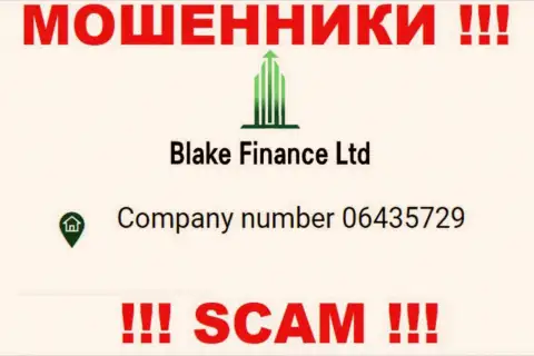 Регистрационный номер еще одних мошенников всемирной интернет паутины компании Blake Finance Ltd - 06435729