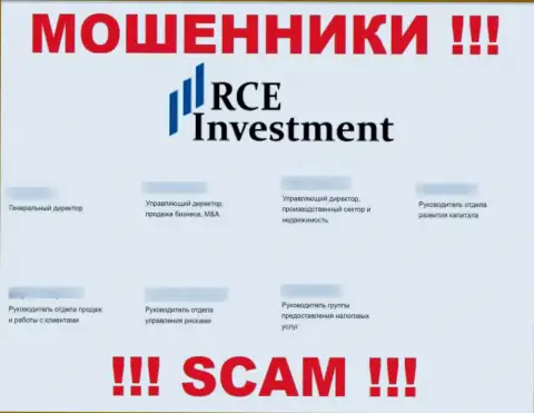 На интернет-сервисе разводил RCE Investment, представлены лживые сведения об прямом руководстве