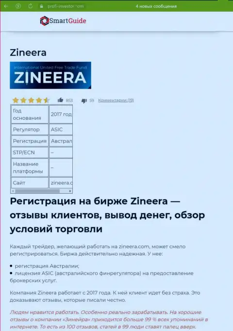 Обзор условий регистрации на официальном информационном ресурсе брокерской фирмы Зиннейра, предложен в публикации на сайте смартгайдс24 ком