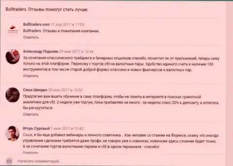 Комментарии клиентов форекс брокерской компании BullTraders в популярной социалке ВКонтакте
