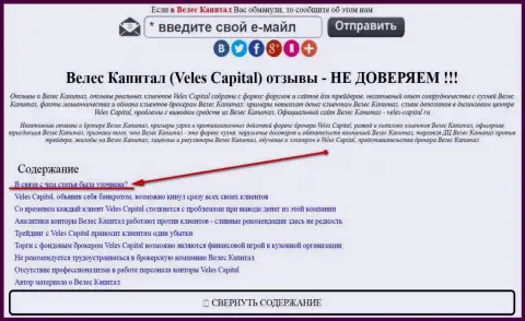 Велес-Капитал Ру можно увидеть в зеркале veles-kapital.com (официальный веб-ресурс)