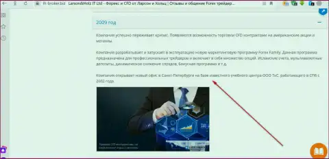 На официальном сайте форекс брокерской конторы ЛарсонХольц указано, что организация Трейдинговая компания Санкт-Петербурга (ТКС) является ее региональным подразделением
