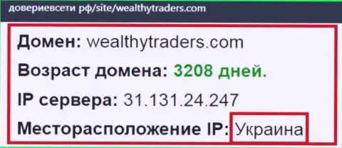 Украинская прописка брокерской конторы Wealthy Traders, согласно справочной инфы интернет ресурса довериевсети рф