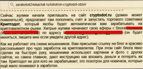 CryptoDOT Biz - это преступный дилер, работа с ним приведет к утрате финансовых активов (критичный честный отзыв)